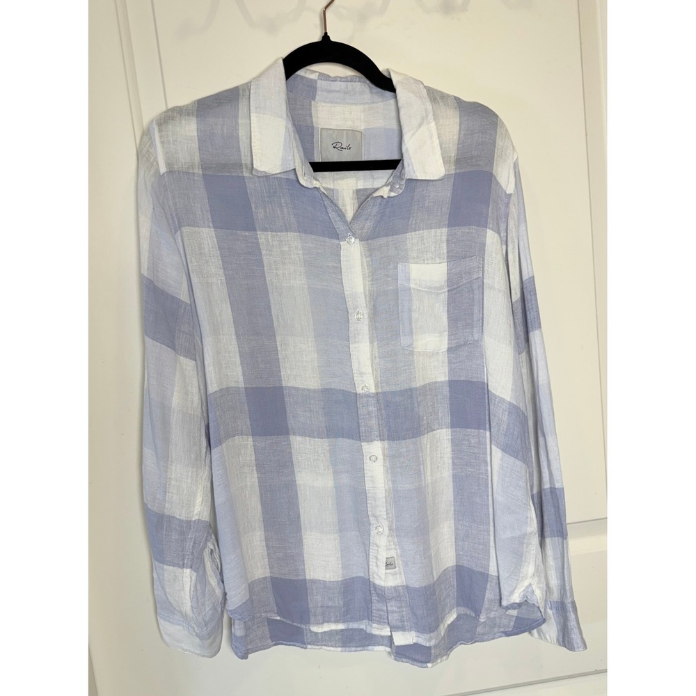 Rails Women's Blue and White Plaid Button-Down Shirt